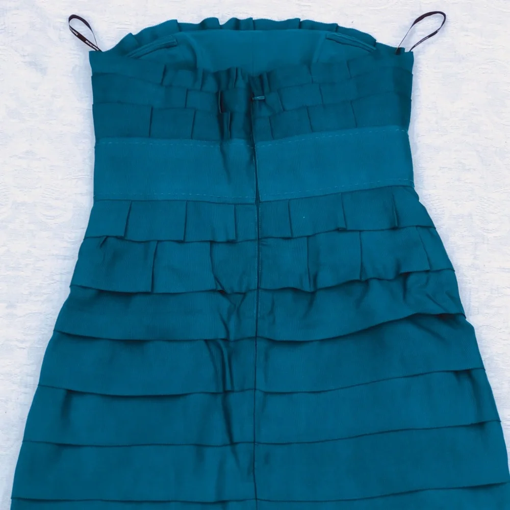 PHEOBE Couture*Teal Blue Strapless Dress US 2 - Picture 5 of 5